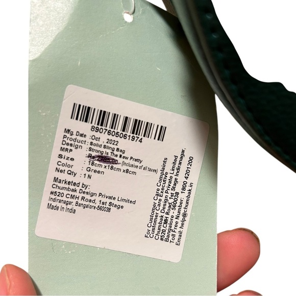 Chumbak Leather Embroidered Green Crossbody Bag Purse - Picture 6 of 16